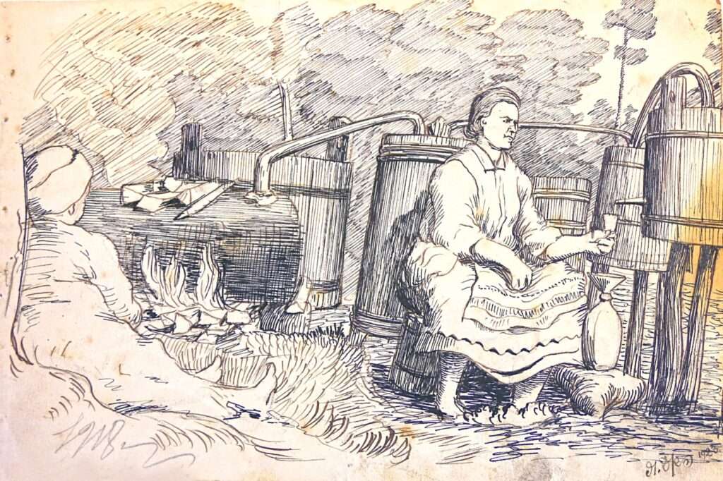 Jazep Drazdovič. Making Moonshine in a Village. Original. 1923.