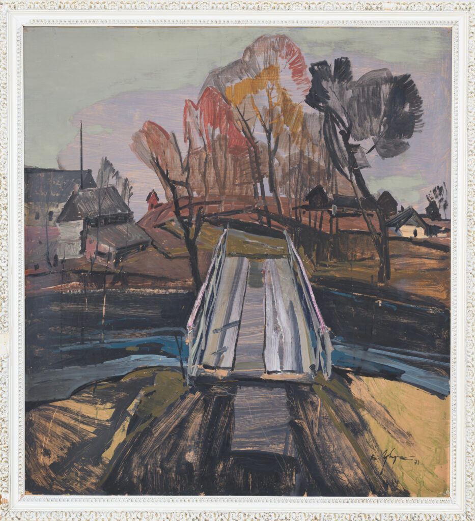 Vital Ćvirka. Landscape with a Bridge. Oil on canvas. 1971
